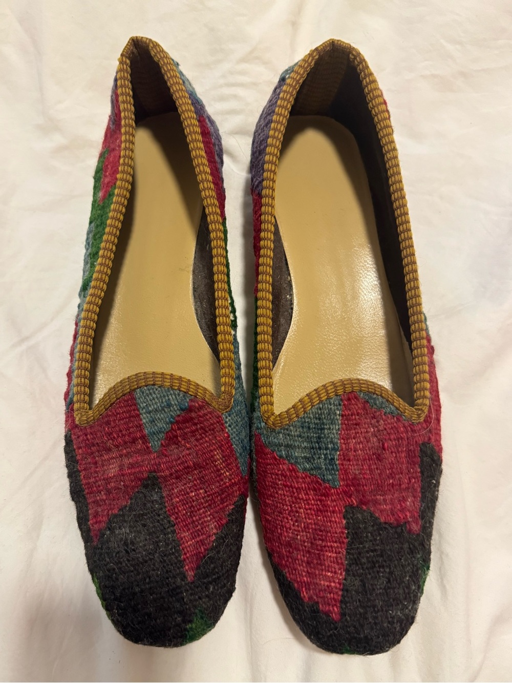 Vintage textile ballet flats
